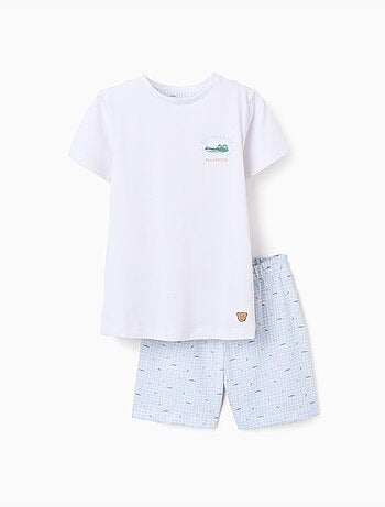 Pijama corto de algodón con estampado de cocodrilos