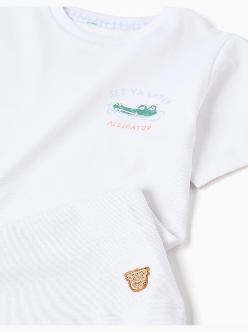Pijama corto de algodón con estampado de cocodrilos Blanco - Kiabi