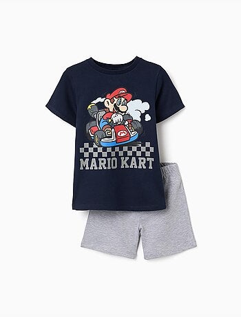 Pijama corto de algodón con estampado de Mario Kart
