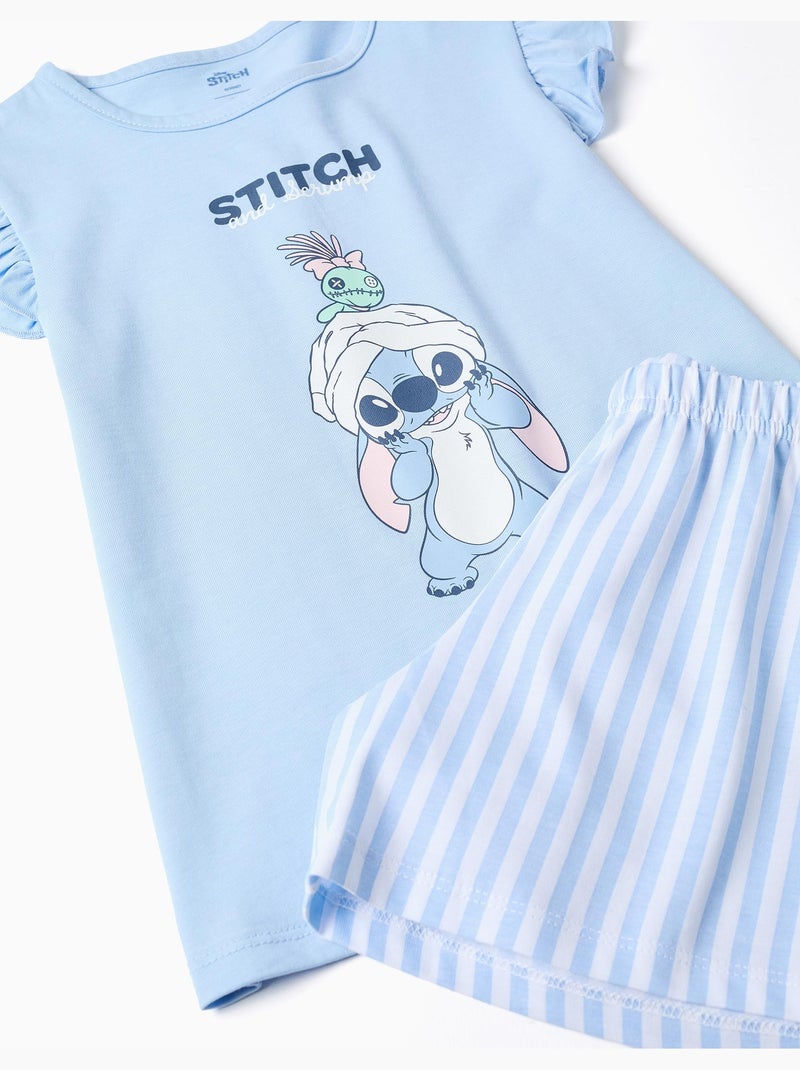 Pijama corto de algodón con estampado de Stitch Azul claro - Kiabi