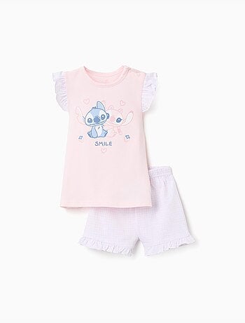 Pijama corto de algodón con estampado de Stitch