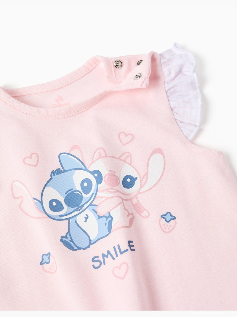 Pijama corto de algodón con estampado de Stitch Rosa claro - Kiabi