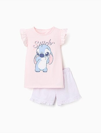 Pijama corto de algodón con estampado de Stitch