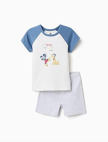 Pijama corto de algodón con Mickey y Pluto