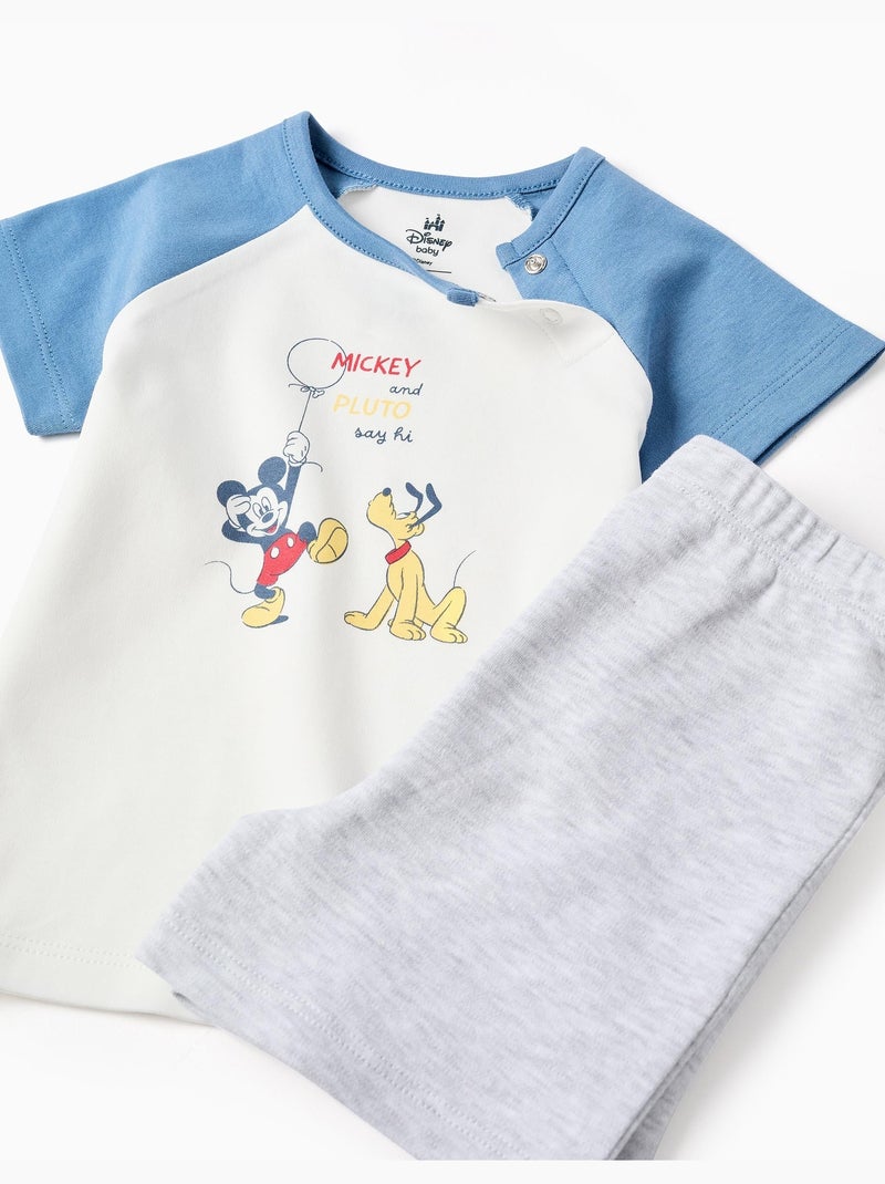 Pijama corto de algodón con Mickey y Pluto Azul Azul - Kiabi
