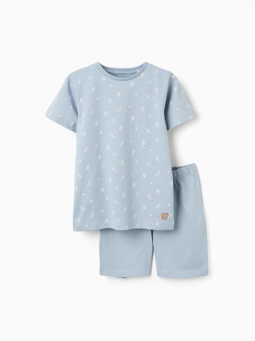 Pijama corto de algodón con motivo de rayos - Kiabi