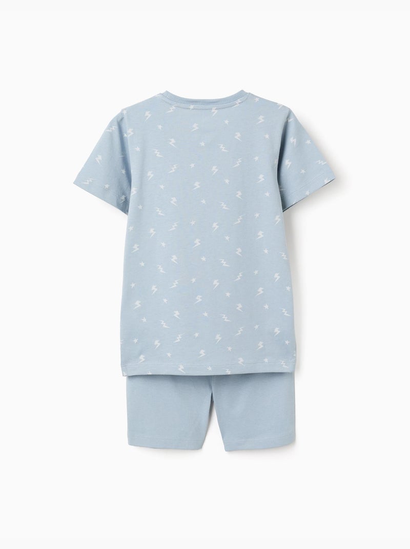 Pijama corto de algodón con motivo de rayos Azul claro - Kiabi