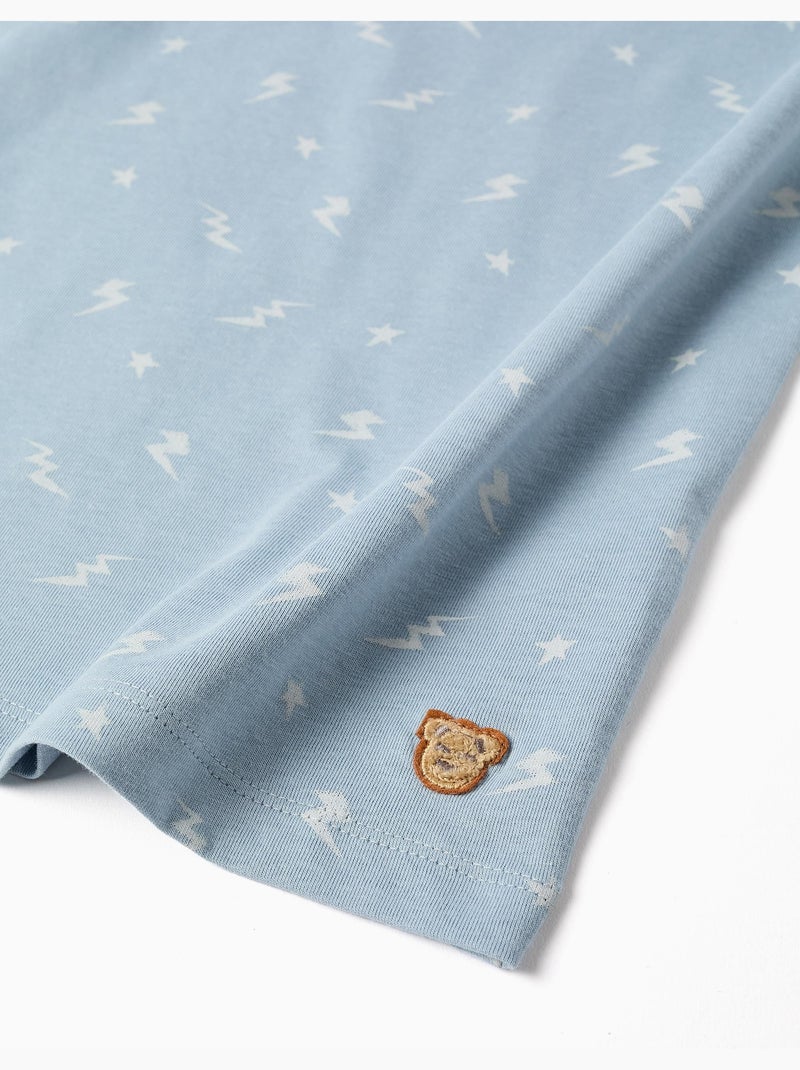 Pijama corto de algodón con motivo de rayos Azul claro - Kiabi
