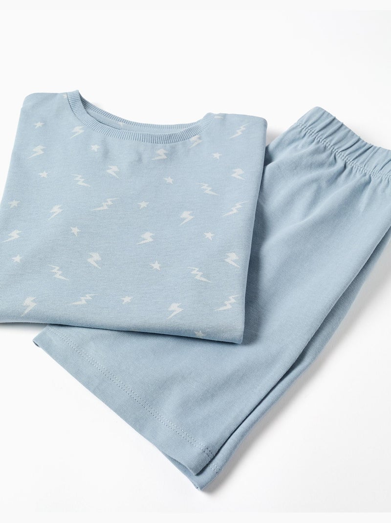 Pijama corto de algodón con motivo de rayos Azul claro - Kiabi