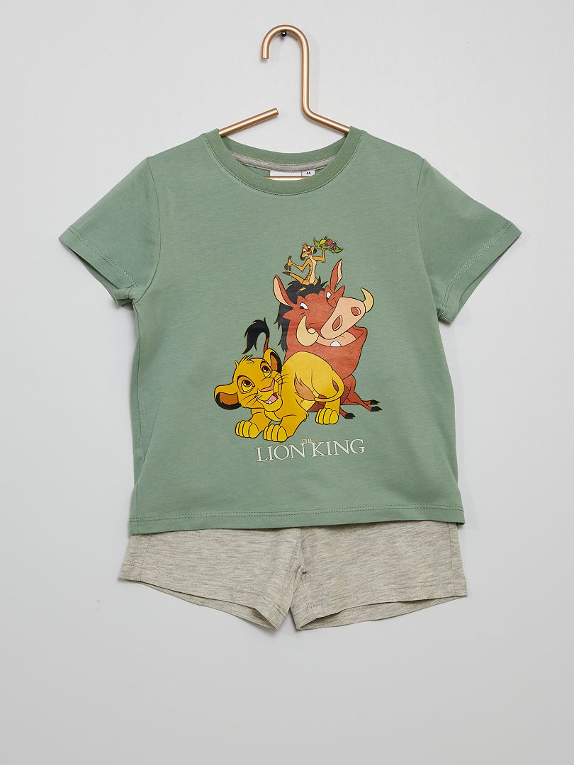Pijama corto de algodón 'El Rey León' 'Disney' gris/amarillo - Kiabi