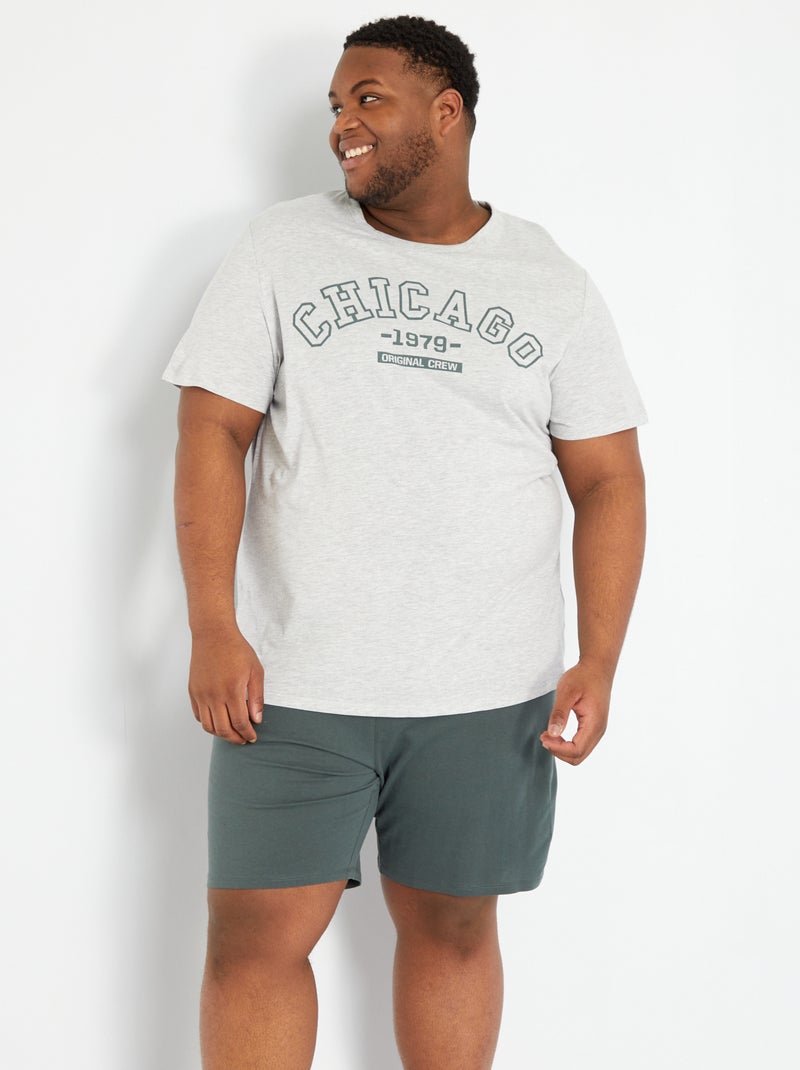 Pijama corto de algodón GRIS - Kiabi