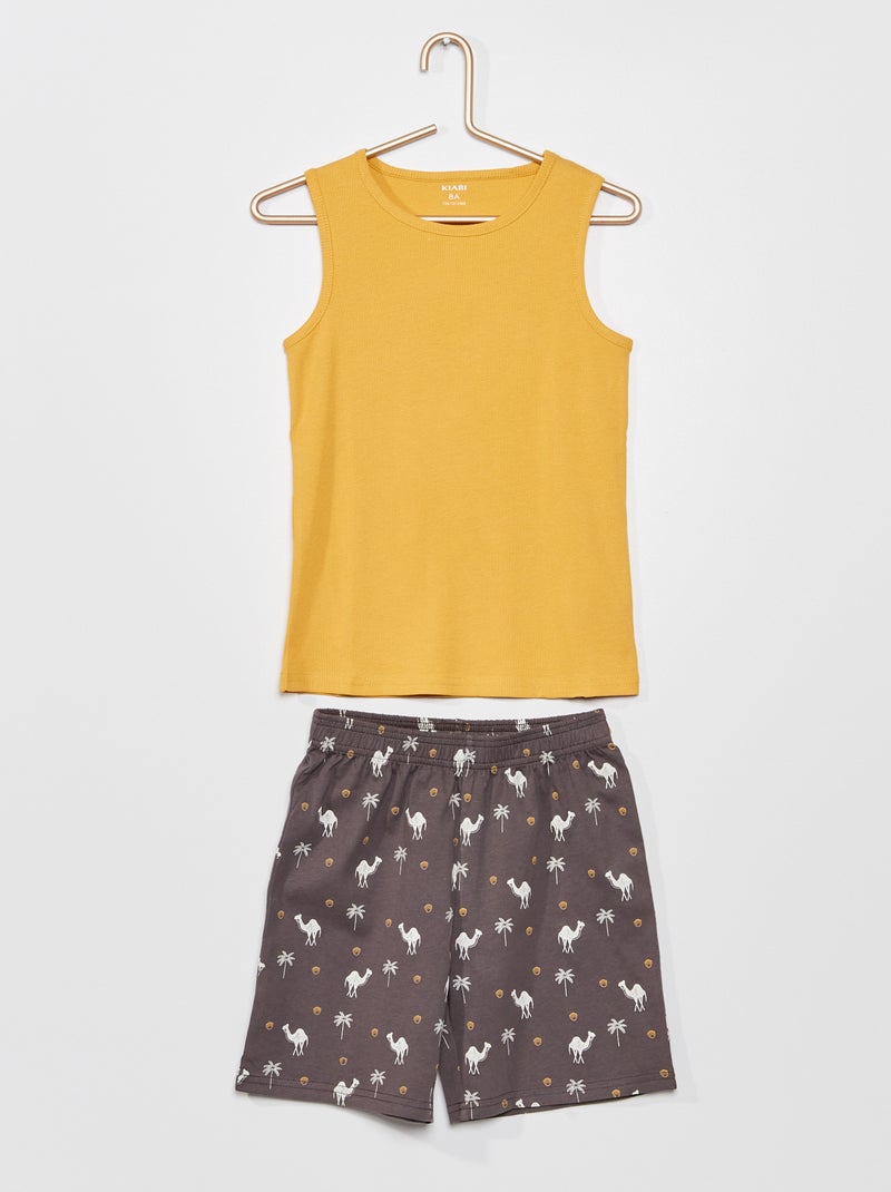 Pijama corto de algodón MARRON - Kiabi