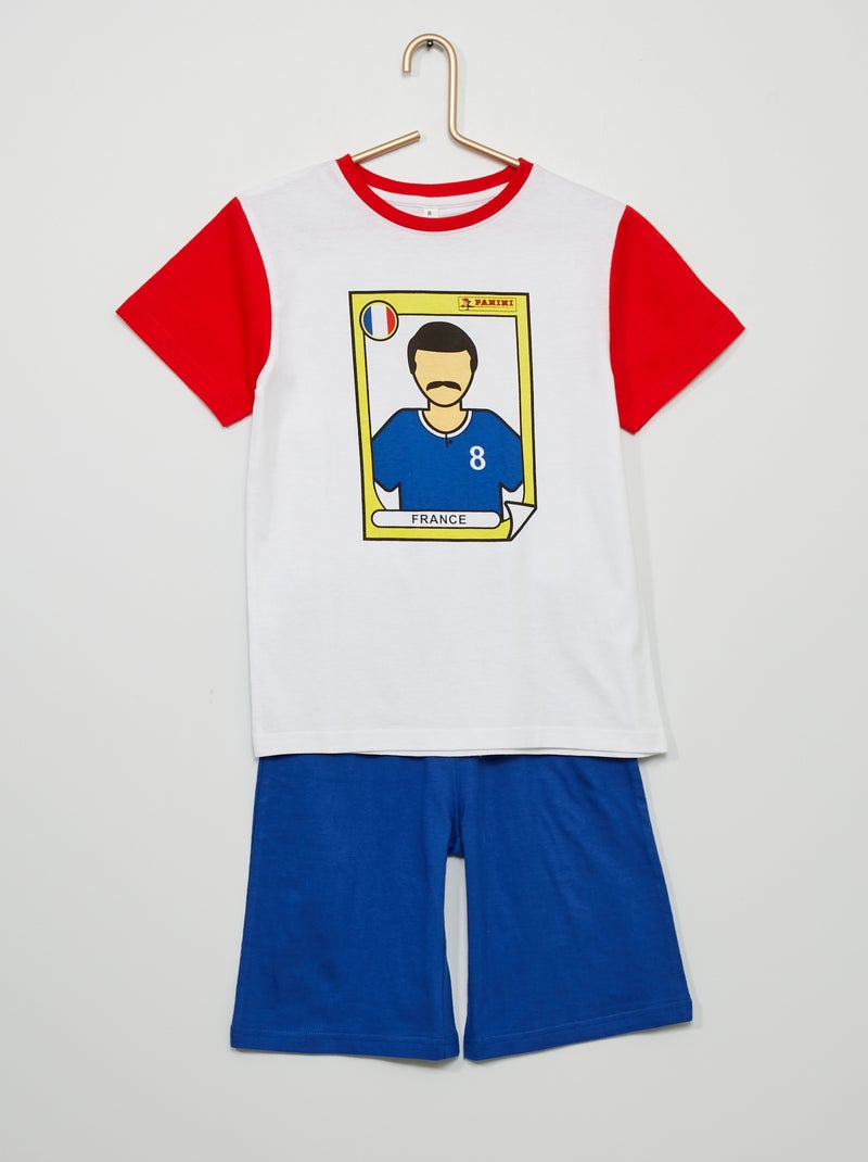 Pijama corto de algodón 'Panini' blanco/azul - Kiabi