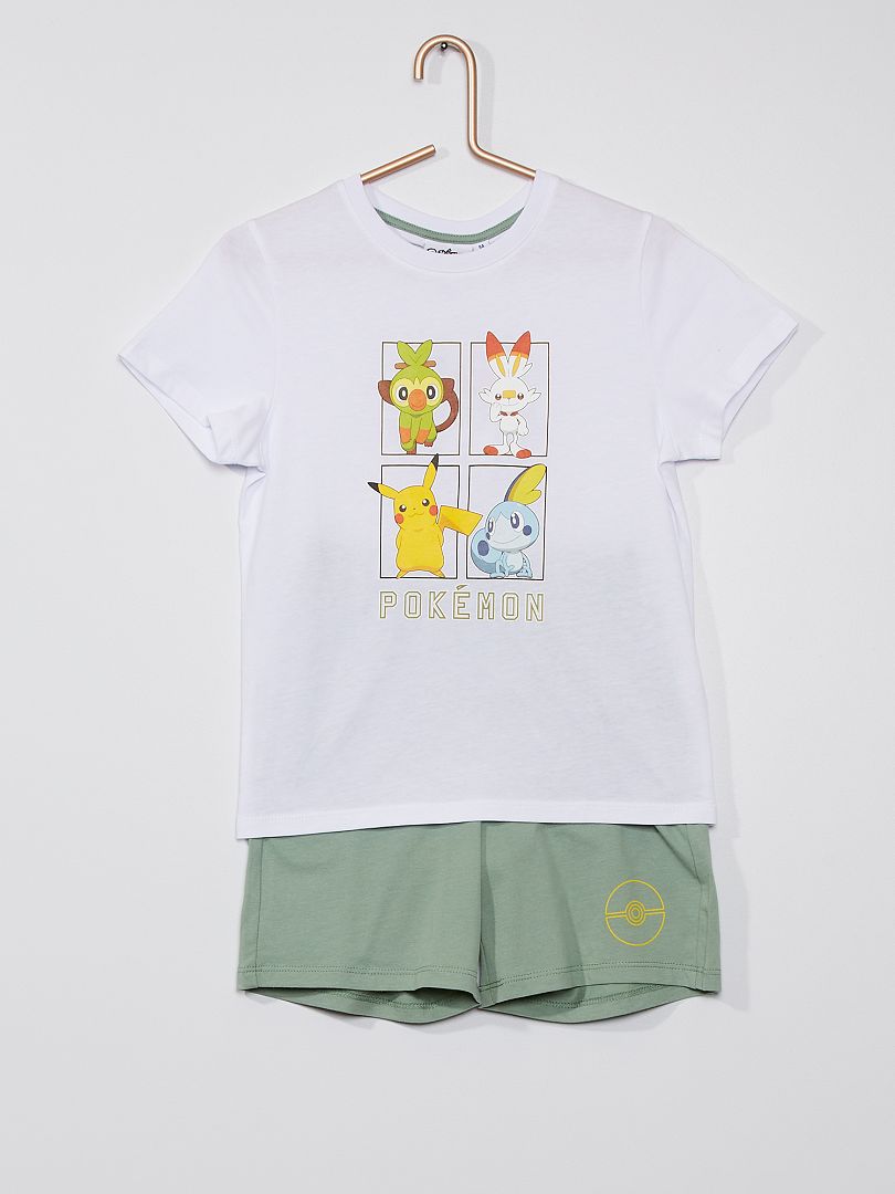Pijama corto de algodón 'Pokemon' blanco/verde - Kiabi