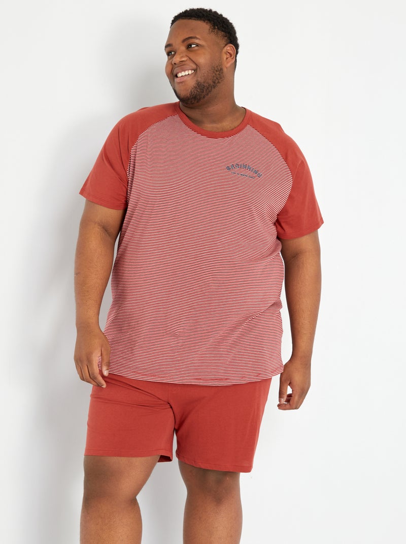 Pijama corto de algodón ROJO - Kiabi