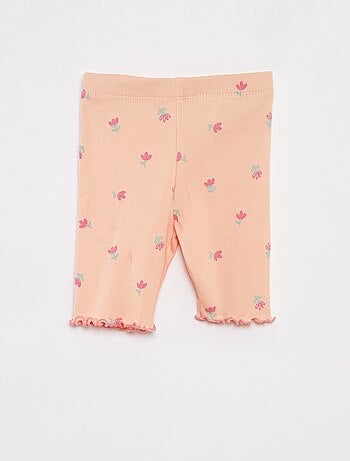 Pijama corto de canalé con bordes festoneados