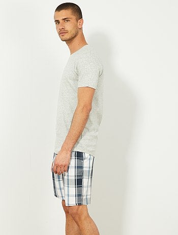 Pijama corto de cuadros - Kiabi