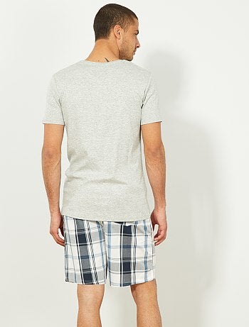 Pijama corto de cuadros - Kiabi
