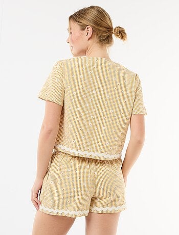 Pijama corto de cuadros vichy de 2 piezas