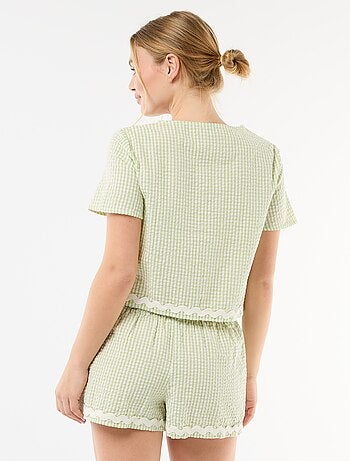 Pijama corto de cuadros vichy de 2 piezas