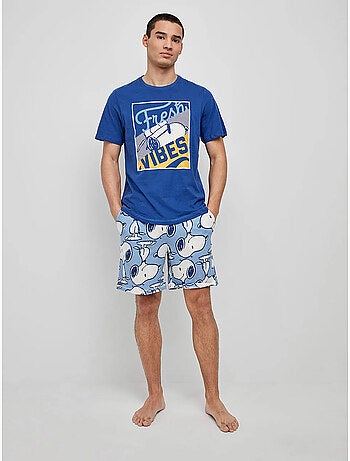 Pijama corto de hombre Snoopy en tejido de algodón