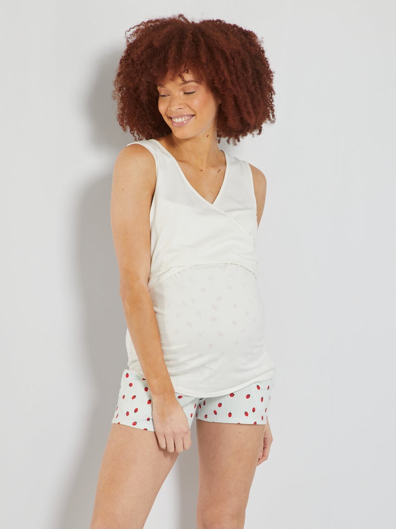 Pijama corto de premamá y lactancia AZUL - Kiabi
