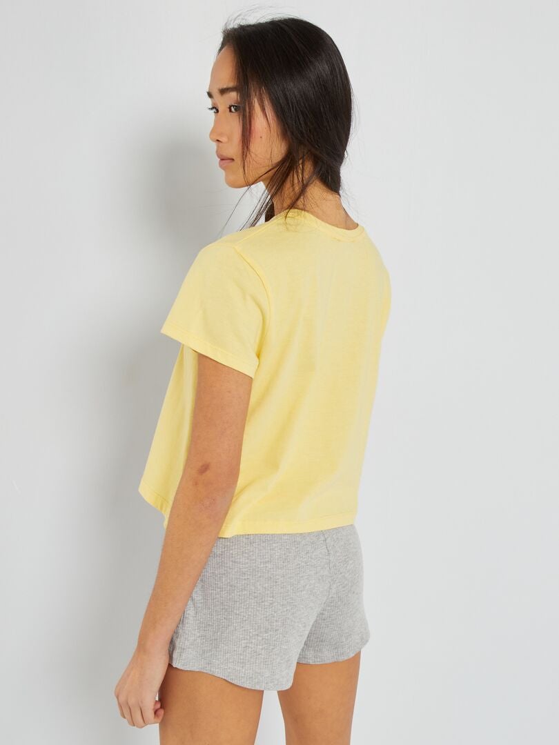 Pijama corto de punto - 2 piezas amarillo - Kiabi