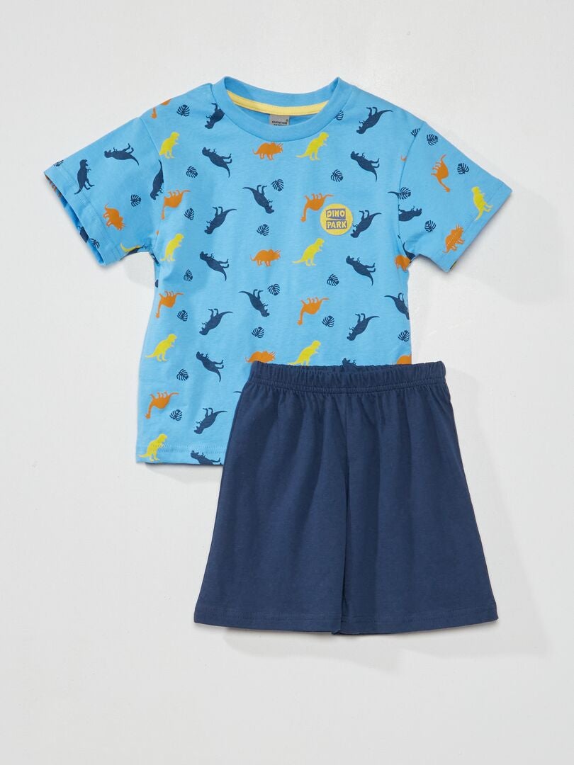 Pijama corto de punto - 2 piezas azul - Kiabi