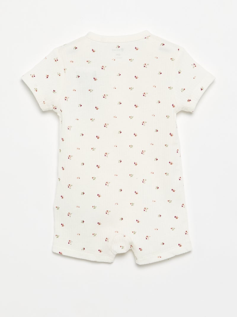 Pijama corto de punto acanalado para dormir Blanco - Kiabi