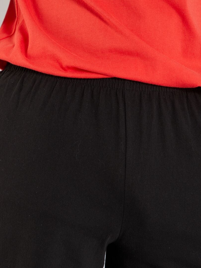 Pijama corto de punto con estampado - 2 piezas rojo/negro - Kiabi