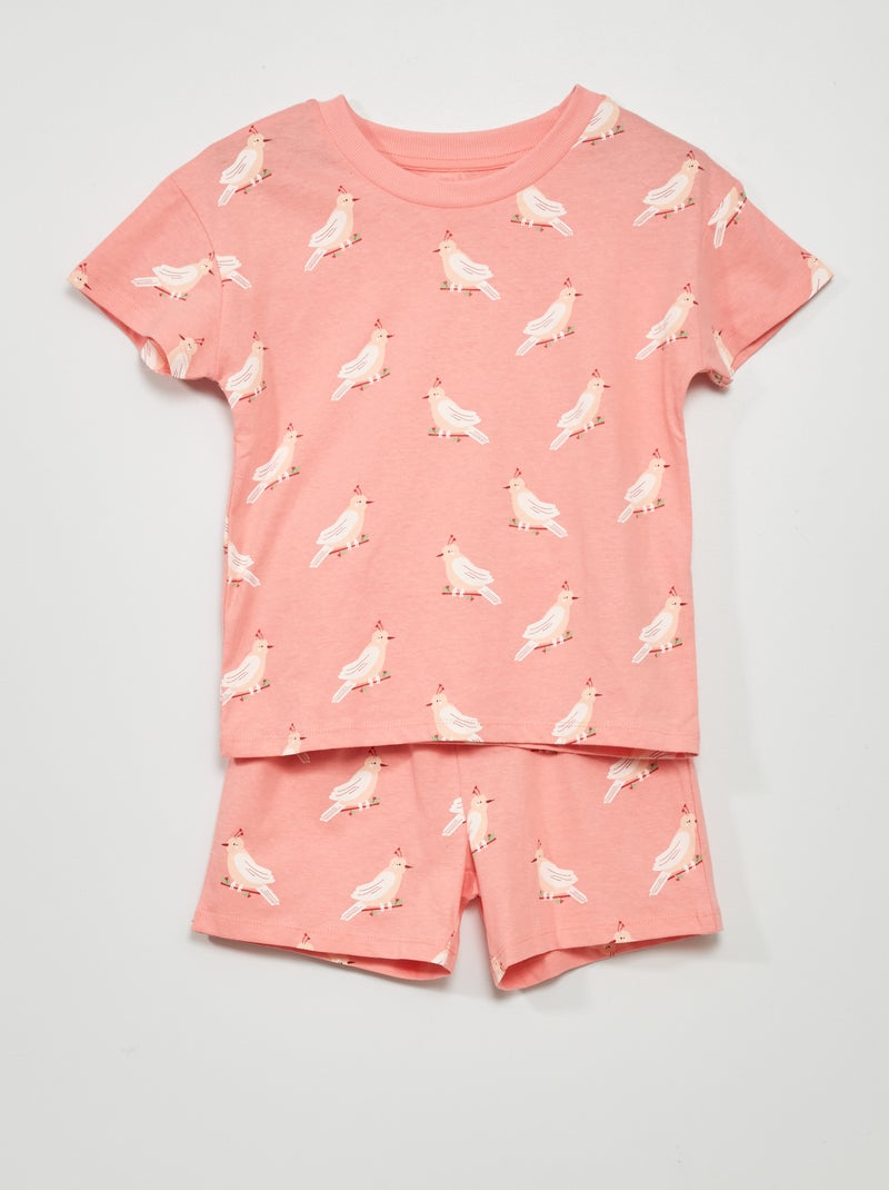 Pijama corto de punto con estampado - 2 piezas ROSA - Kiabi