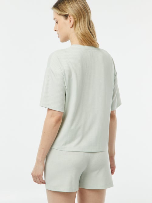 Pijama corto de punto de canalé de 2 piezas - Kiabi