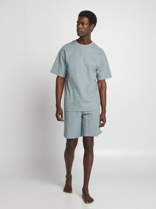 Pijama corto de punto gofrado 2 piezas - Kiabi