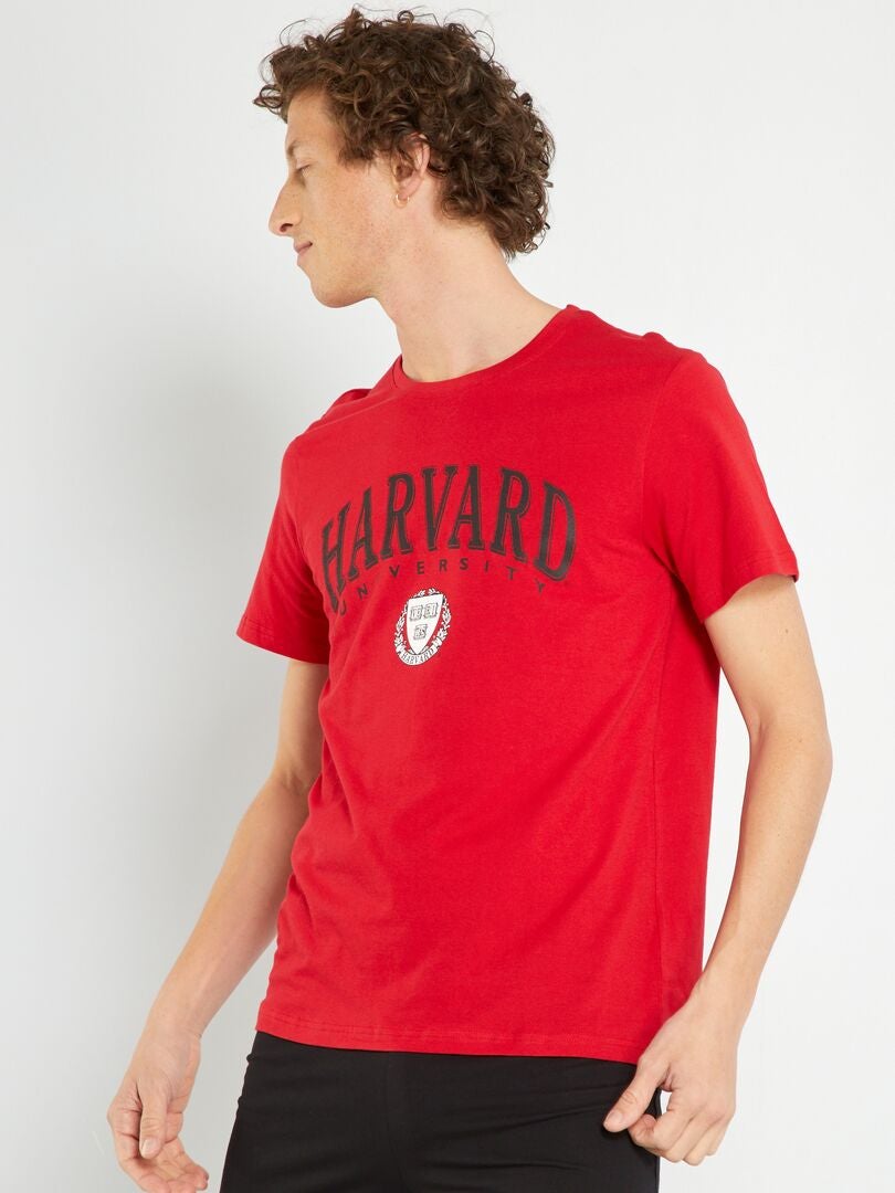 Pijama corto de punto 'Harvard' - 2 piezas rojo/negro - Kiabi