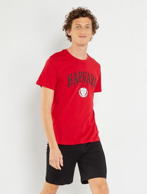 Pijama corto de punto 'Harvard' - 2 piezas - Kiabi