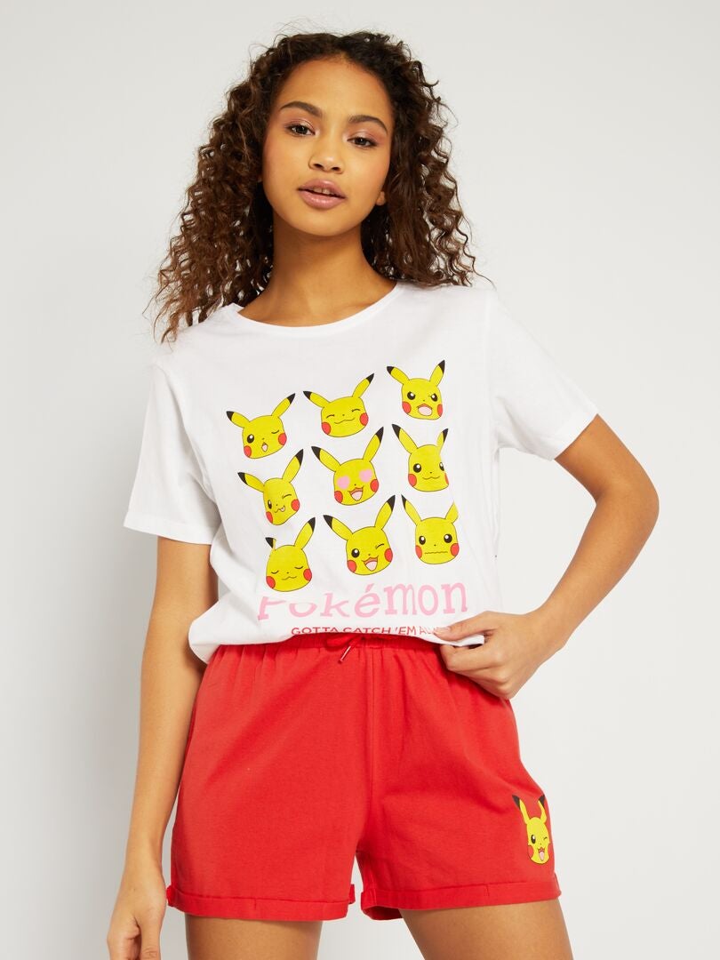 Pijama corto de punto 'Pikachu' - 2 piezas burdeos - Kiabi