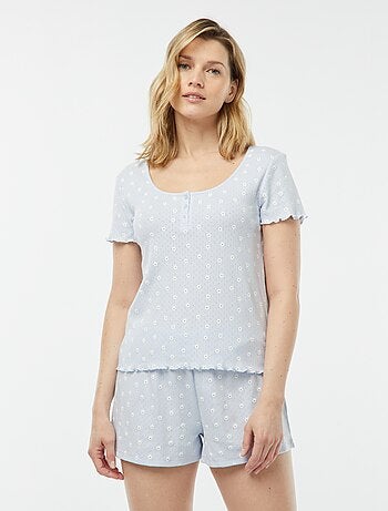 Pijama corto de punto pointelle de 2 piezas