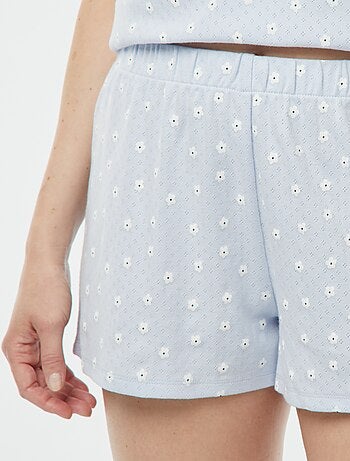 Pijama corto de punto pointelle de 2 piezas
