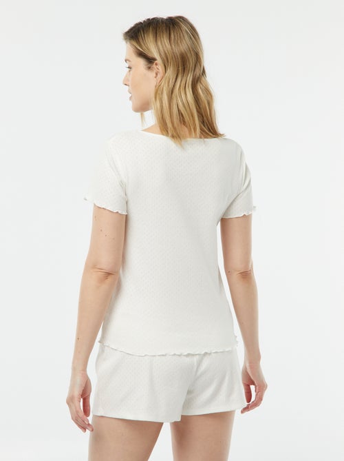 Pijama corto de punto pointelle de 2 piezas - Kiabi