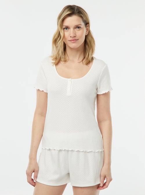 Pijama corto de punto pointelle de 2 piezas - Kiabi