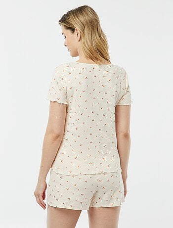 Pijama corto de punto pointelle de 2 piezas