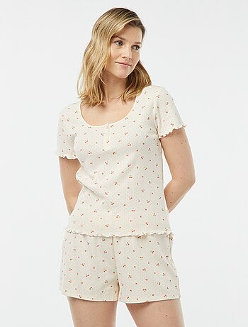 Pijama corto de punto pointelle de 2 piezas