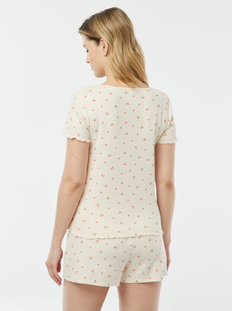 Pijama corto de punto pointelle de 2 piezas ROSA - Kiabi