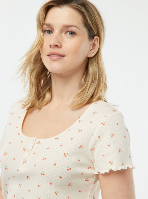 Pijama corto de punto pointelle de 2 piezas - Kiabi