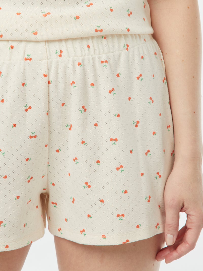 Pijama corto de punto pointelle de 2 piezas ROSA - Kiabi