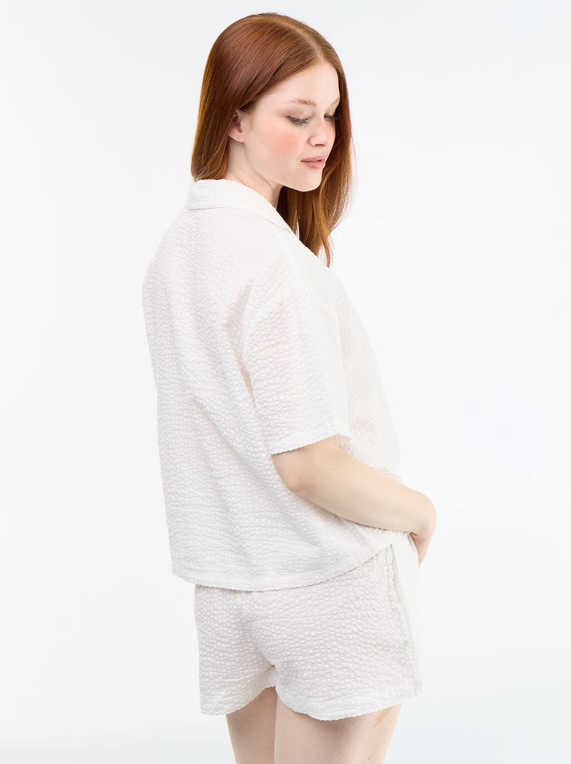 Pijama corto de rayas - 2 piezas Blanco - Kiabi