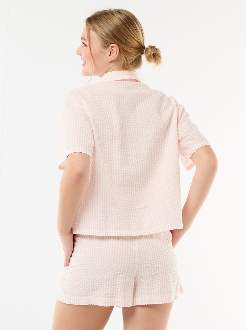 Pijama corto de rayas - 2 piezas Rosa - Kiabi