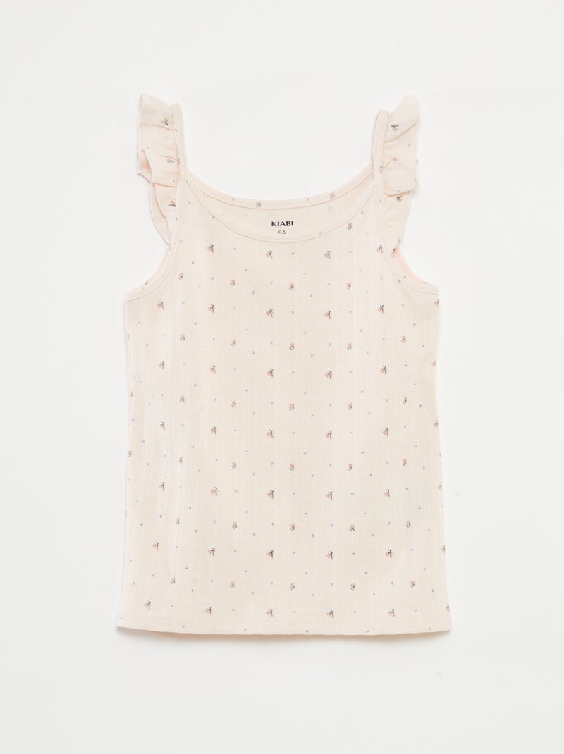 Pijama corto de tirantes con volantes + Pantalón corto - 2 piezas Rosa - Kiabi