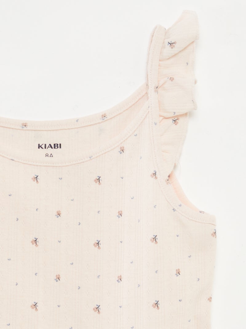 Pijama corto de tirantes con volantes + Pantalón corto - 2 piezas Rosa - Kiabi