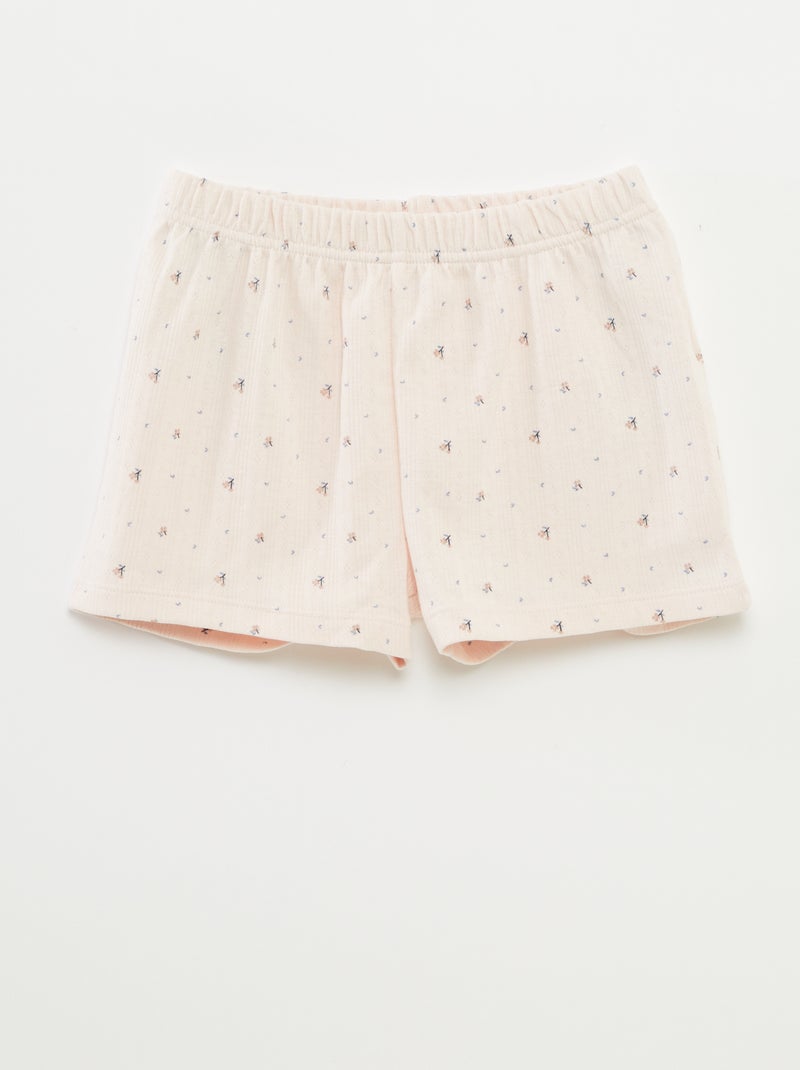 Pijama corto de tirantes con volantes + Pantalón corto - 2 piezas Rosa - Kiabi